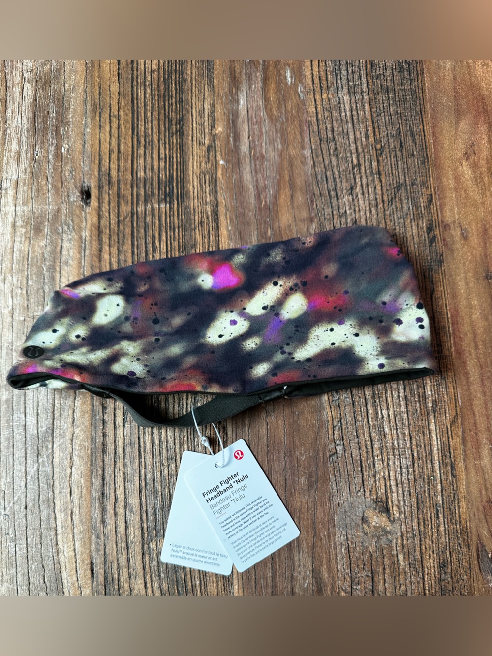 lululemon athletica Paint-Splatter Headband in Black, Purple, Pink & Cream